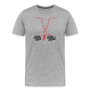Mr. and Mrs - Just Married - Men's Premium Organic T-Shirt - heather grey - Front - Damien (186cm)