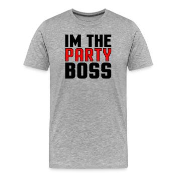 Je suis le chef de la fête - T-shirt bio Premium Homme - gris chiné - Devant - Damien (186cm)