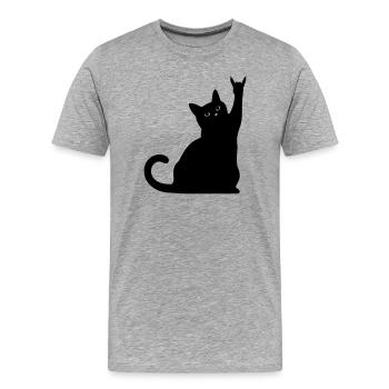 Black Cat – Devil Horns Silhouette - Men's Premium Organic T-Shirt - heather grey - Front - Damien (186cm)