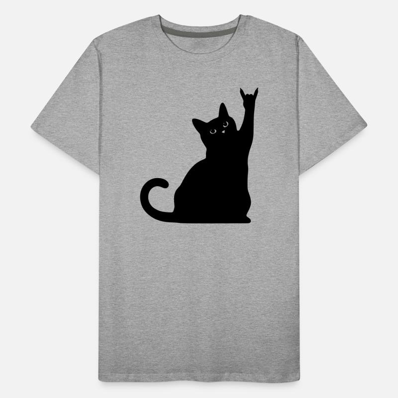 Schwarze Katze – Devil Horns Silhouette Männer Premium Bio T-Shirt