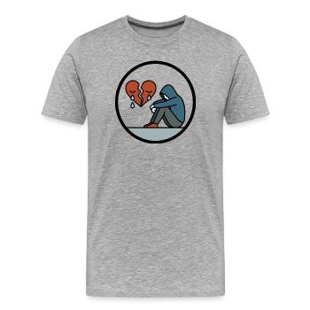 Cœur brisé et solitude Motif de chagrin - T-shirt bio Premium Homme - gris chiné - Devant - Damien (186cm)