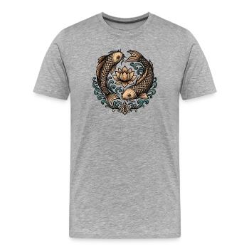 Tatouage d’harmonie du cercle de koi et lotus - T-shirt bio Premium Homme - gris chiné - Devant - Damien (186cm)