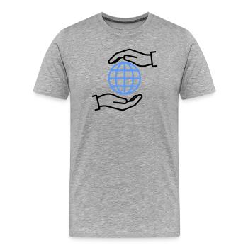 Weltkugel Hände Umriss Global - Männer Premium Bio T-Shirt - Grau meliert - Vorne - Damien (186cm)