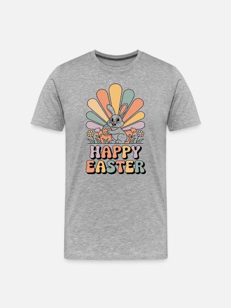 Pastel bunny in Easter rays - Men's Premium Organic T-Shirt - heather grey