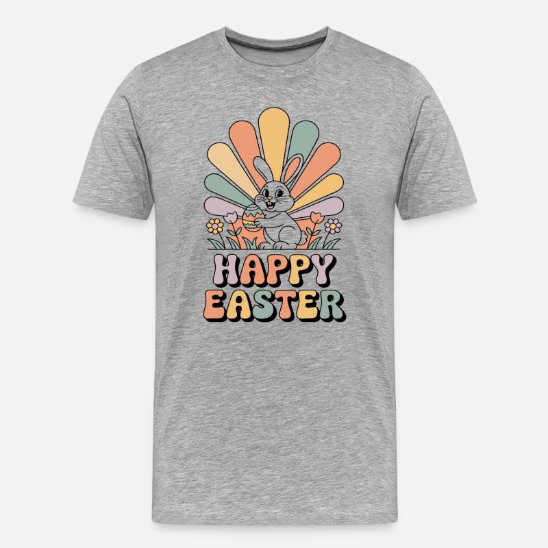 Pastel bunny in Easter rays - Men's Premium Organic T-Shirt - heather grey