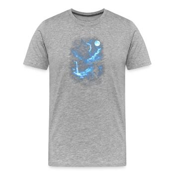 Loup Bleu de Nuit Clair de Lune - T-shirt bio Premium Homme - gris chiné - Devant - Damien (186cm)