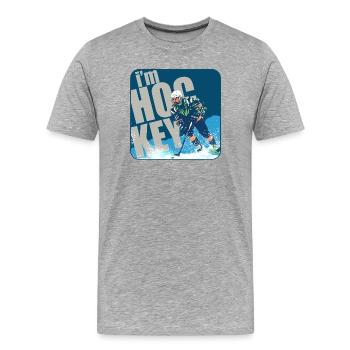 Hockey sur Glace Champion - Sport d'Hiver. - T-shirt bio Premium Homme - gris chiné - Devant - Damien (186cm)