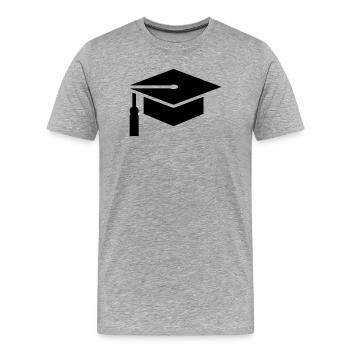 Abi, Schüler, College hut, Schulabschluss - Männer Premium Bio T-Shirt - Grau meliert - Vorne - Damien (186cm)