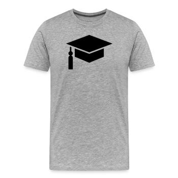 Abi, Schüler, College hut, Schulabschluss - Männer Premium Bio T-Shirt - Grau meliert - Vorne - Damien (186cm)