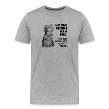 Anfänger Mindset – Lernende Katze Halftone - Männer Premium Bio T-Shirt - Grau meliert - Vorne - Damien (186cm)