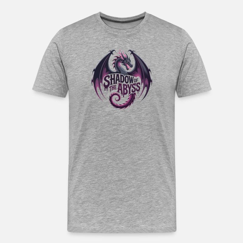 Schatten des Abyss Drachen - Männer Premium Bio T-Shirt - Grau meliert