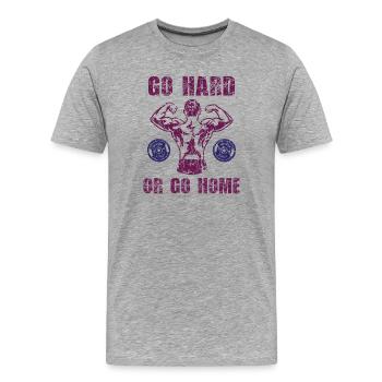 Fitness Gym Go Hard or Go Home - Men's Premium Organic T-Shirt - heather grey - Front - Damien (186cm)
