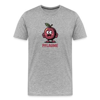 Motif drôle de fruit de prune de dessin animé - T-shirt bio Premium Homme - gris chiné - Devant - Damien (186cm)