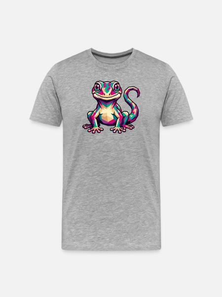 Colorful Geometric Gecko - Men's Premium Organic T-Shirt - heather grey