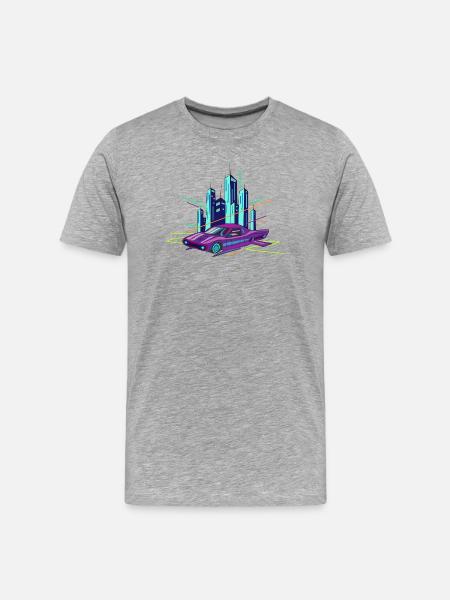Neon Cruiser over Skyline - Men's Premium Organic T-Shirt - heather grey