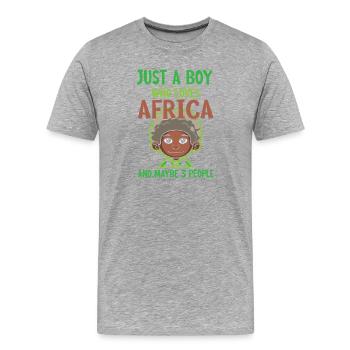 Safari Afrika serengeti wildlife savanne junge - Männer Premium Bio T-Shirt - Grau meliert - Vorne - Damien (186cm)