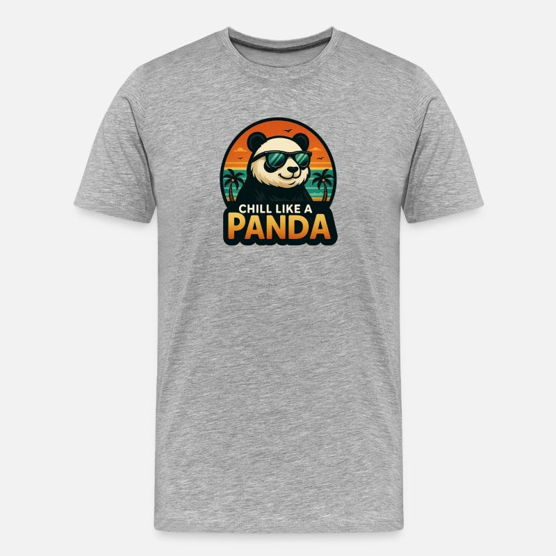 Chill wie ein Panda - Männer Premium Bio T-Shirt - Grau meliert