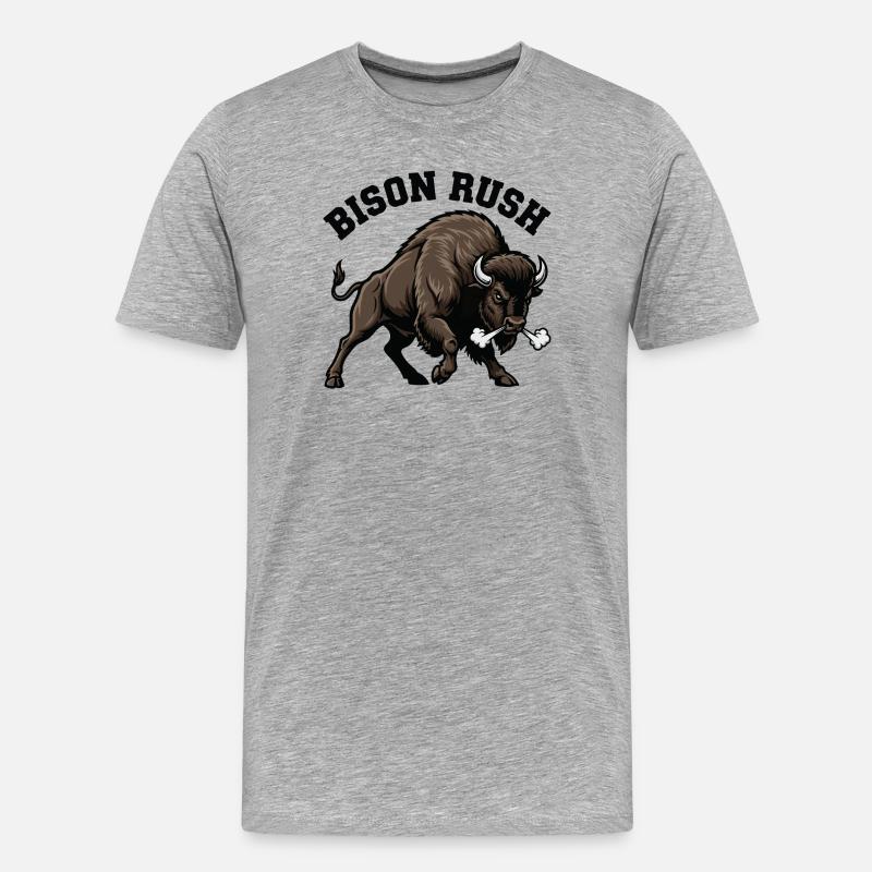 Bison Rush Wild Bison Force - Männer Premium Bio T-Shirt - Grau meliert