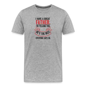 Meilleur cadeau de papa au monde pour le meilleur papa - T-shirt bio Premium Homme - gris chiné - Devant - Damien (186cm)