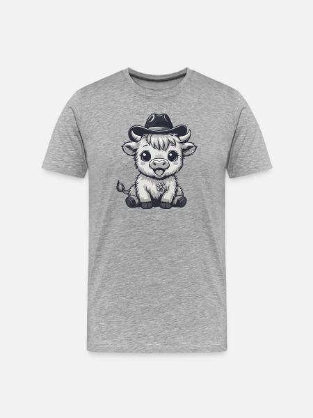 Cow with cowboy hat cartoon - Men's Premium Organic T-Shirt - heather grey