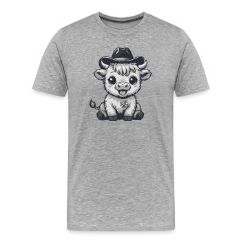 Adorable Cowboy Cowhide - Men's Premium Organic T-Shirt - heather grey - Front - Damien (186cm)