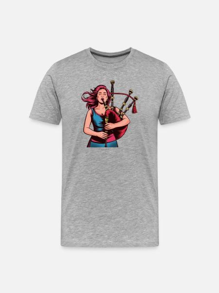 Bagpipe rocker in focus - Men's Premium Organic T-Shirt - heather grey