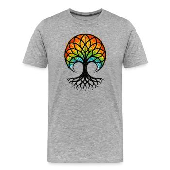 Baum des Lebens – Gaia – Natur - Männer Premium Bio T-Shirt - Grau meliert - Vorne - Damien (186cm)