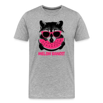 Waschbär Bandit – Sonnenbrille & Melone - Männer Premium Bio T-Shirt - Grau meliert - Vorne - Damien (186cm)