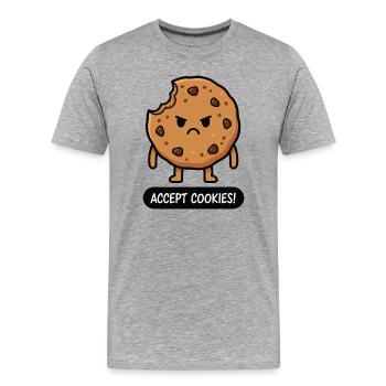 Accepter les cookies - T-shirt bio Premium Homme - gris chiné - Devant - Damien (186cm)