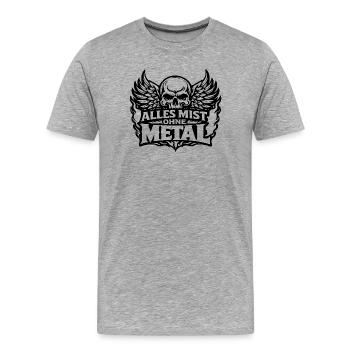 All crap without metal – skull with wings - Men's Premium Organic T-Shirt - heather grey - Front - Damien (186cm)
