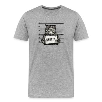 Gangster Cat – Art en demi-ton de photo d’identité coupable - T-shirt bio Premium Homme - gris chiné - Devant - Damien (186cm)