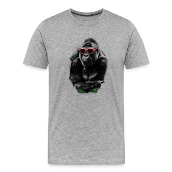 Gorilla Pop Art – Twotone Halftone Illustration - Männer Premium Bio T-Shirt - Grau meliert - Vorne - Damien (186cm)
