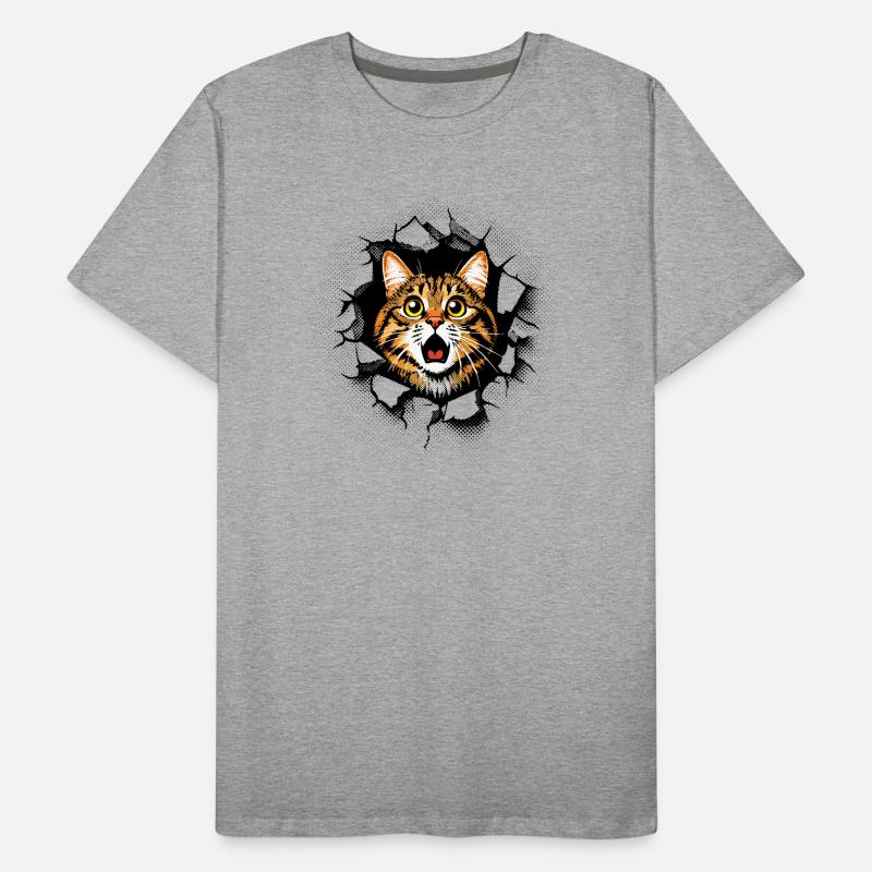 Fissures dans le mur de la tête de chat : percée T-shirt bio Premium Homme