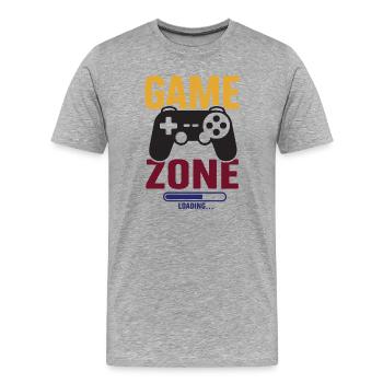 Gamer – Game Zone - Männer Premium Bio T-Shirt - Grau meliert - Vorne - Damien (186cm)