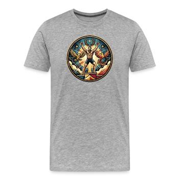 Heldentriumph Emblem Sieger Athlet Sportler Motiv - Männer Premium Bio T-Shirt - Grau meliert - Vorne - Damien (186cm)