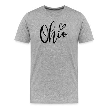 Ohio Heart Women’s Love Ohio - T-shirt bio Premium Homme - gris chiné - Devant - Damien (186cm)
