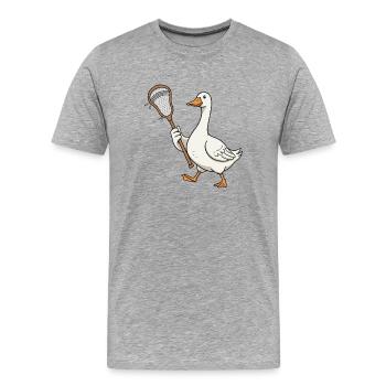 Canard de crosse avec filet - T-shirt bio Premium Homme - gris chiné - Devant - Damien (186cm)