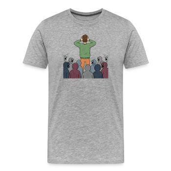 Individual in front of the crowd: social pressure - Men's Premium Organic T-Shirt - heather grey - Front - Damien (186cm)