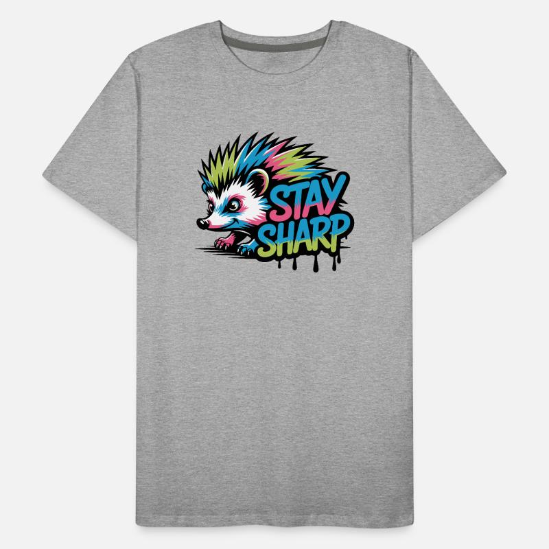 Stay Sharp Hedgehog Neon Men's Premium Organic T-Shirt