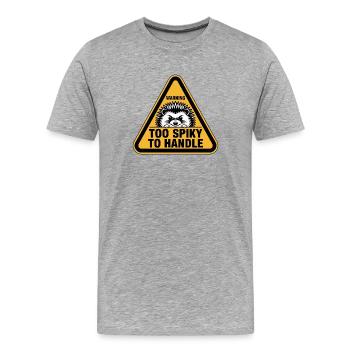 Too Spiky to Handle Hedgehog Motif - Men's Premium Organic T-Shirt - heather grey - Front - Damien (186cm)