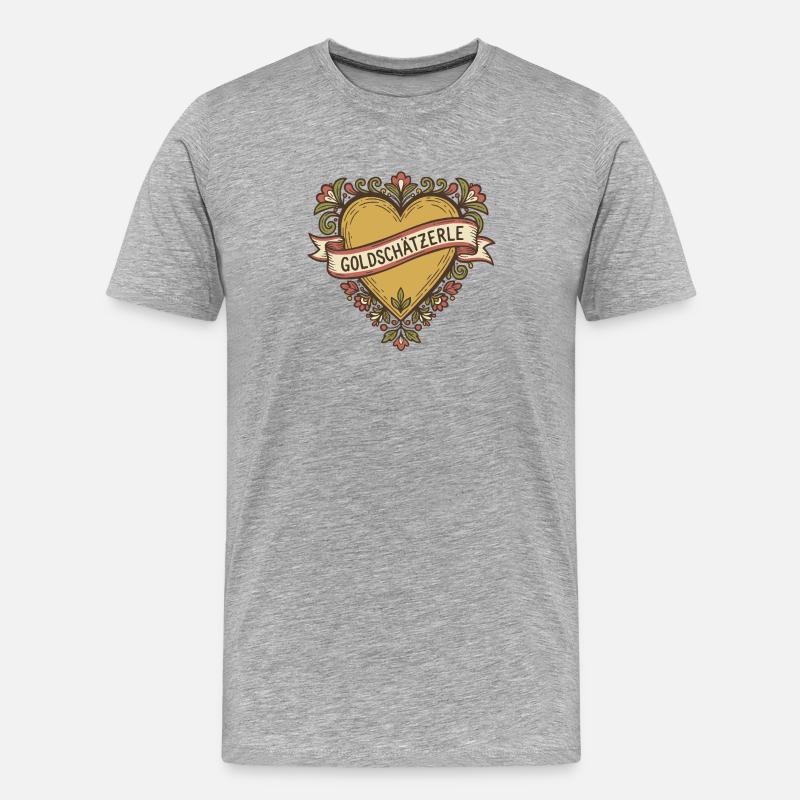 Goldschätzerle - dialecte proverbe du Bade - T-shirt bio Premium Homme - gris chiné