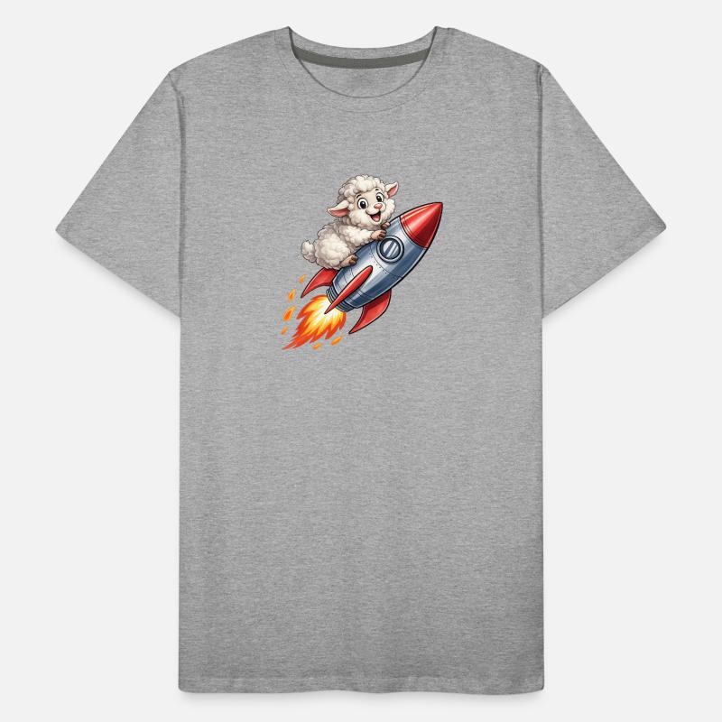 Wool sheep on rocket flight Men's Premium Organic T-Shirt