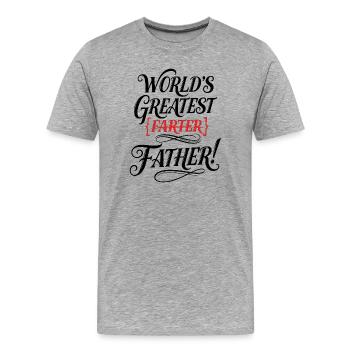 Bester Furzer Aller Zeiten – Ups, Ich Meinte Vater - Männer Premium Bio T-Shirt - Grau meliert - Vorne - Damien (186cm)