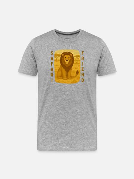 Lion, Safari Friend - Men's Premium Organic T-Shirt - heather grey