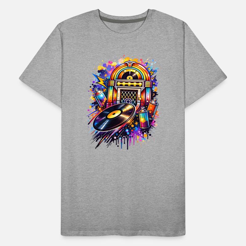 Juke-box coloré dans un style graffiti avec disque vinyle T-shirt bio Premium Homme
