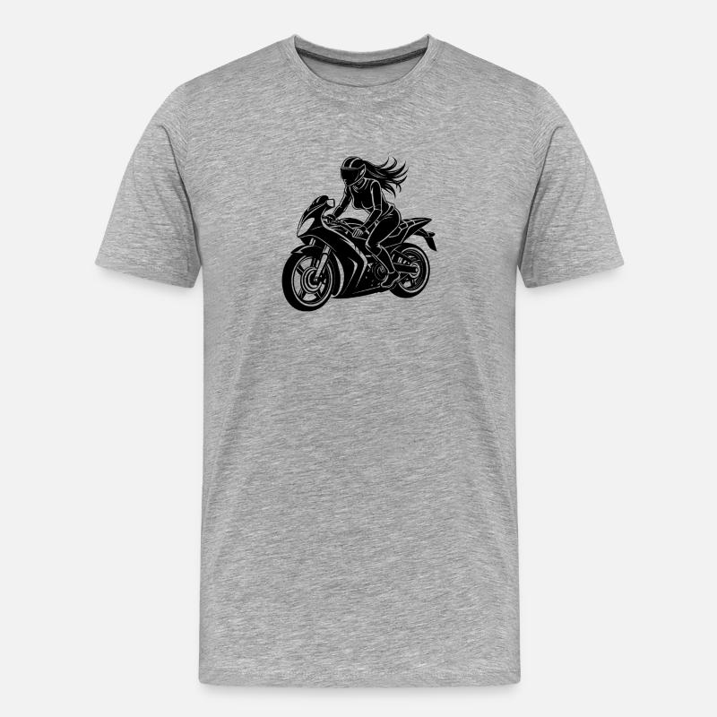 Biker-Sportmädchen - Männer Premium Bio T-Shirt - Grau meliert