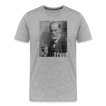 Portrait en points monochrome de Sigmund Freud - T-shirt bio Premium Homme - gris chiné - Devant - Damien (186cm)