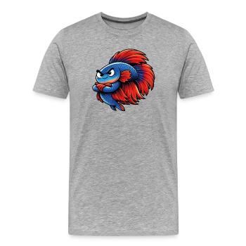 Betta bleu rouge - T-shirt bio Premium Homme - gris chiné - Devant - Damien (186cm)