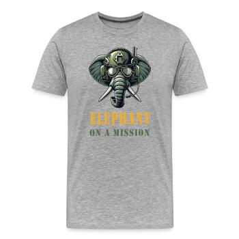Éléphant en mission - T-shirt bio Premium Homme - gris chiné - Devant - Damien (186cm)