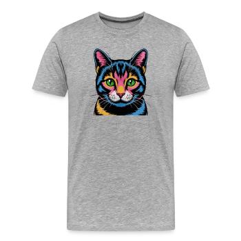 Look néon Pop Art Pop Art Coloré - T-shirt bio Premium Homme - gris chiné - Devant - Damien (186cm)